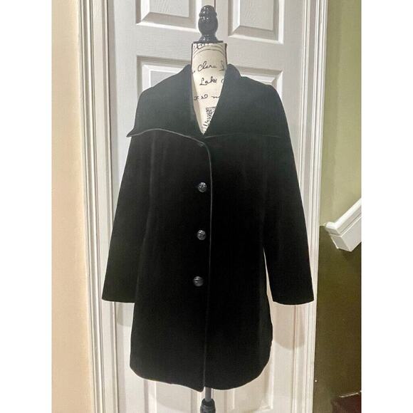 LAUNDRY BY SHELLI SEGAL COAT BLAZER BLACK VELVET SZ L SOPHISTICATED CHIC TRENDY - Picture 10 of 15